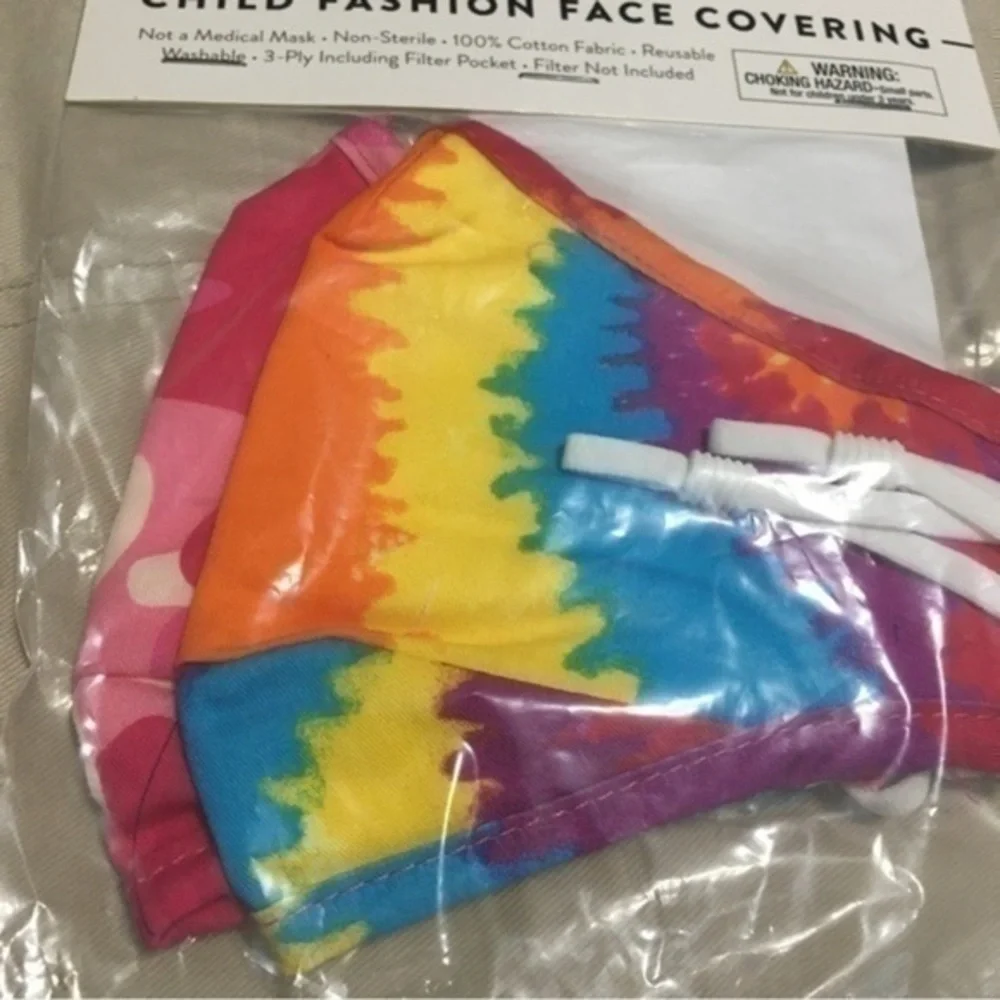 Child face masks 1 tie dye 1 cameo